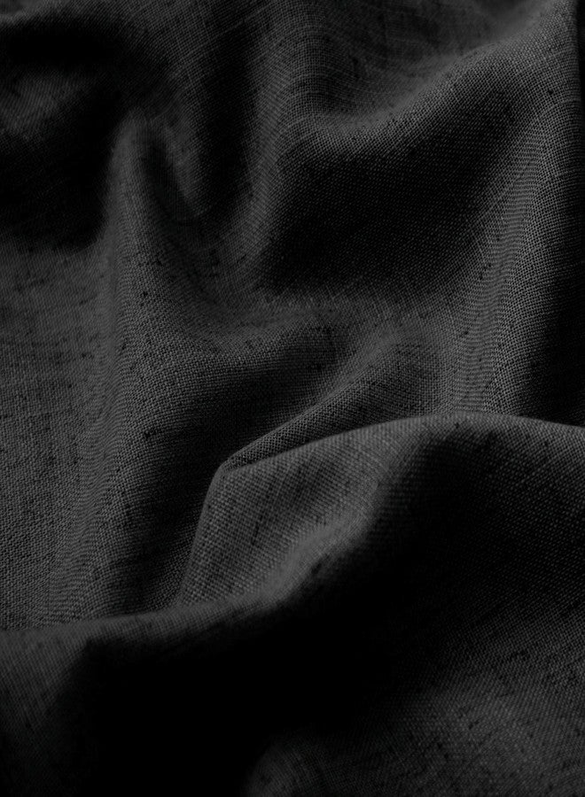KOUFALL ستائر كتان شفافة سوداء اللون من KOUFALL، مزودة بحلقات خلفية وجيب للعمود، مقاس 52 × 120 بوصة، مناسبة لغرفة المعيشة وغرفة النوم. - Image 2